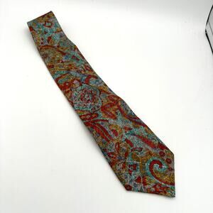 Vintage Widgets Neck Tie Mens Multicolor Abstract Print 100% Silk Classic